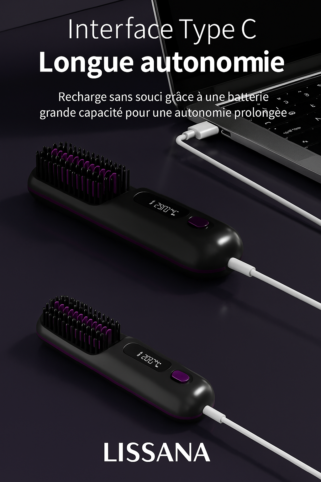 Lissana™ – Brosse Lissante Sans Fil & Rechargeable
