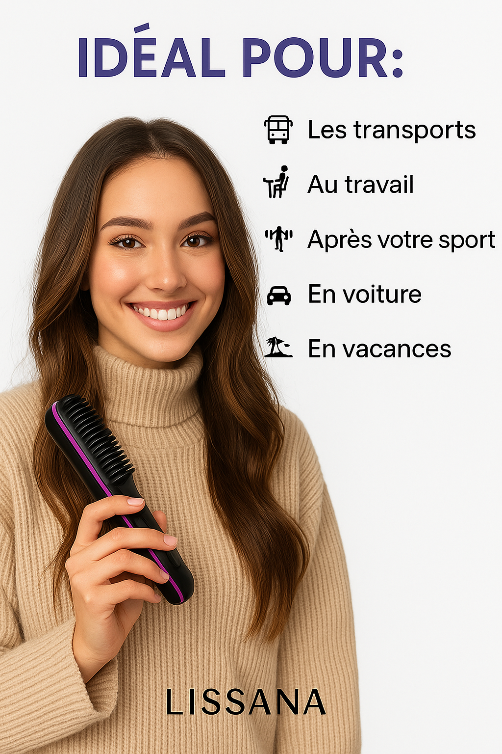 Lissana™ – Brosse Lissante Sans Fil & Rechargeable
