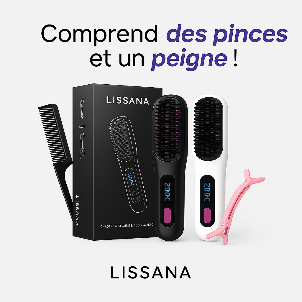 Lissana™ – Brosse Lissante Sans Fil & Rechargeable